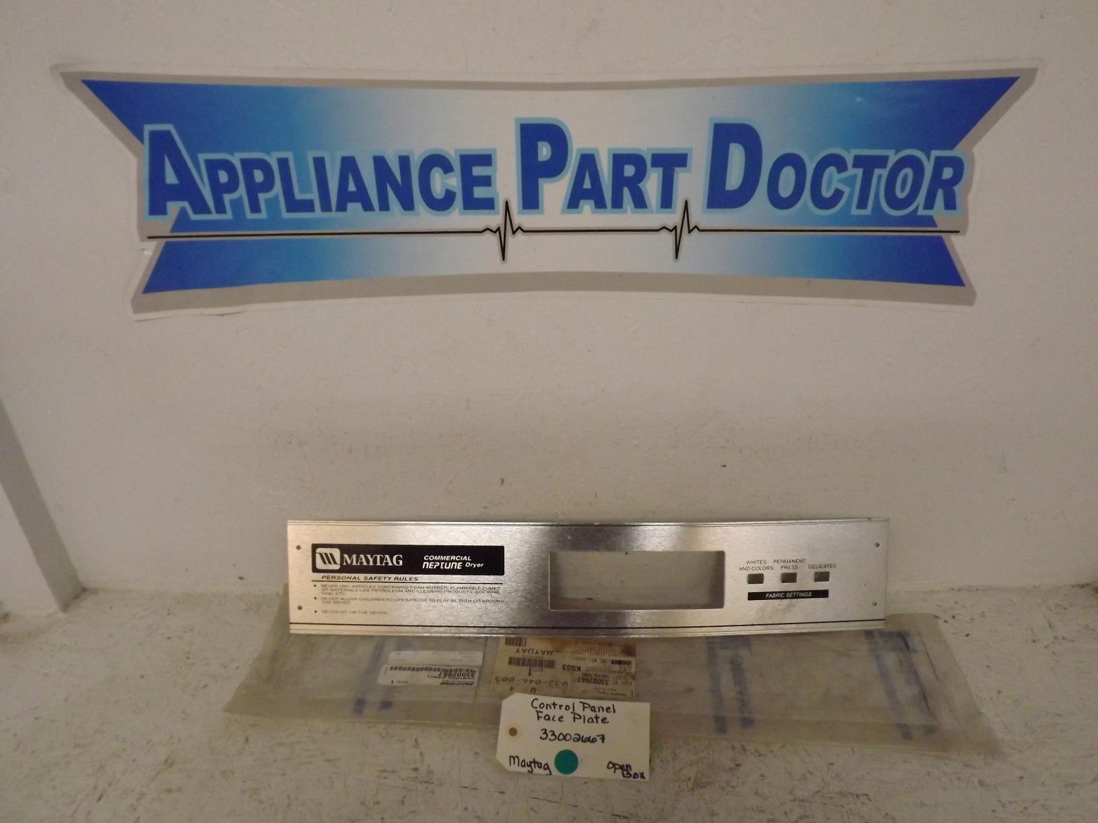 Maytag Dryer 33002667 Control Panel Face Plate Open Box Maytag Dryer 33002667 Control Panel Face Plate Open Box
